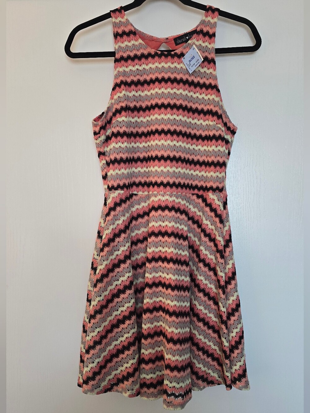 Derek Heart - (NWT) Junior Chevon Knit Open Back Mini Dress With Lining